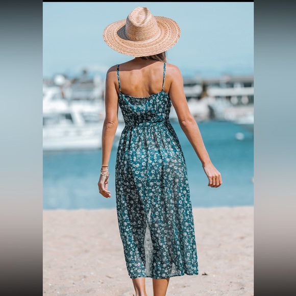 Women’s Size S Floral Chiffon Maxi Dress BathingSuit Coverup CupShe Brand NEW!! - Picture 2 of 6